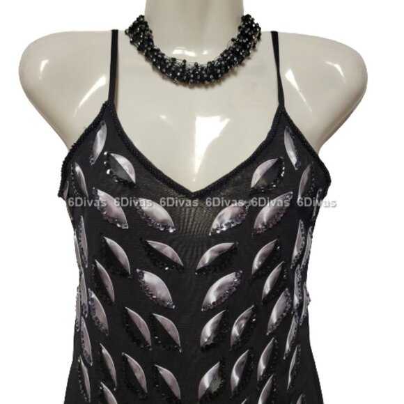 Black and Silver Sequin Sheer Mini Tunic Dress - Small or Petite - Picture 2 of 10